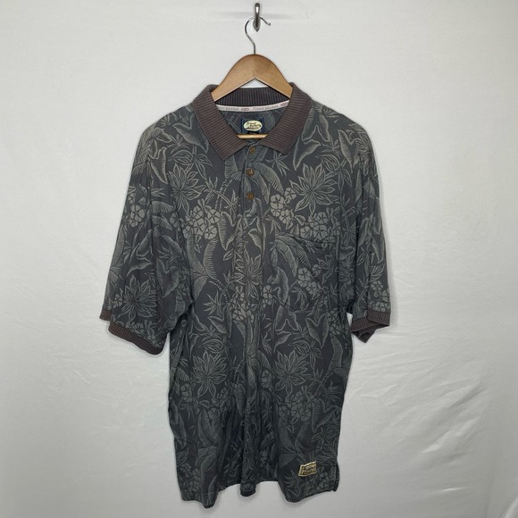 Tommy Bahama Dark Gray Tropical Polo Shirt Size L - Picture 1 of 4